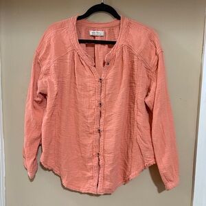 Free People We The Free Moving Mountains Oversized Cotton Gauze Shirt Medium